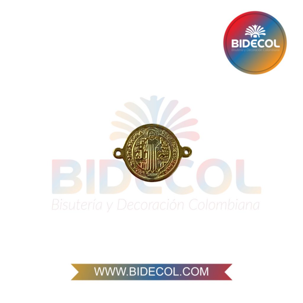 Dije Centro de San Benito en Acero Dorado 1.6cm Grueso x 1und