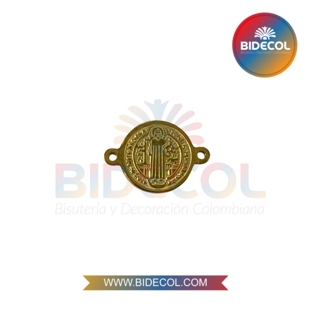 Dije Centro de San Benito en Acero Dorado 2.0cm Grueso x 1und