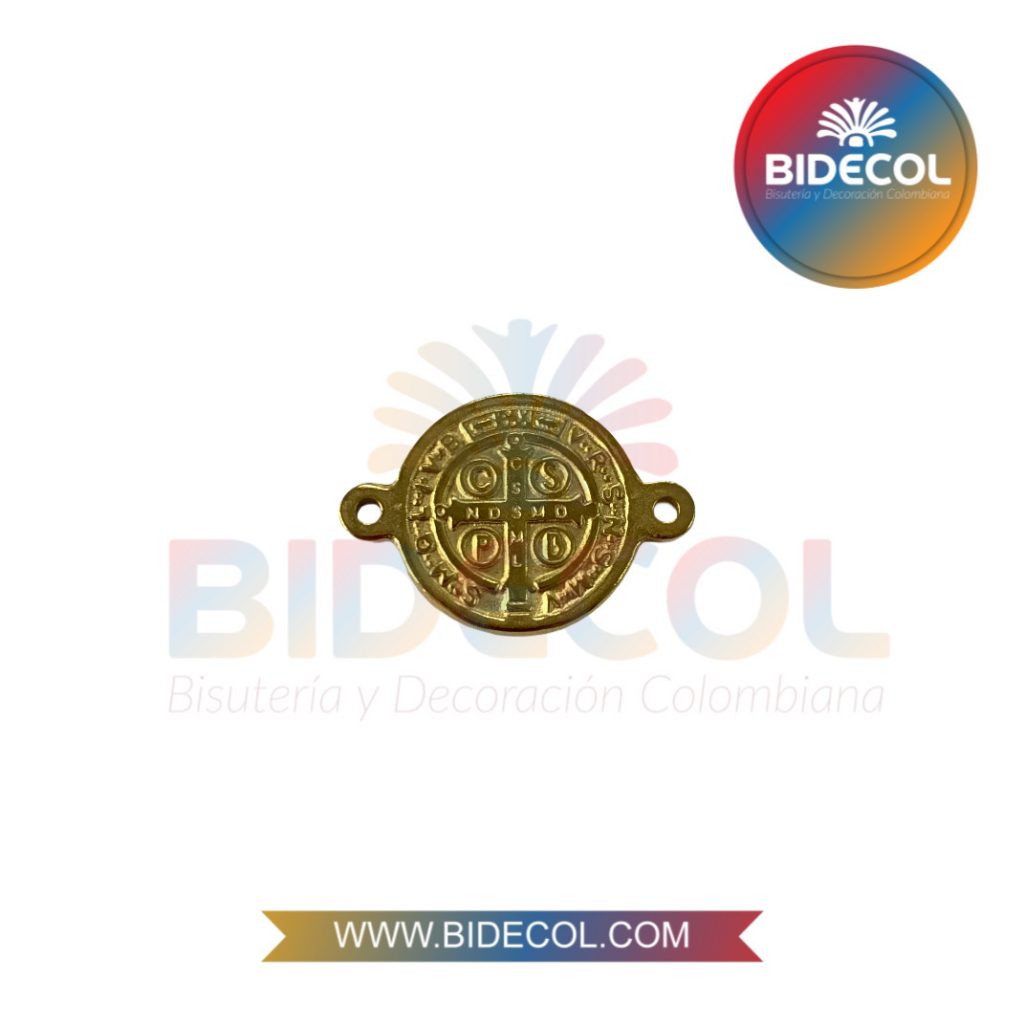 Dije Centro de San Benito en Acero Dorado 2.0cm Grueso x 1und